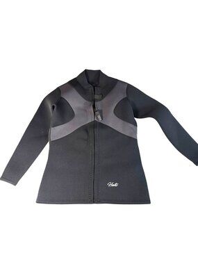 Hevto Mens Black Full-Zip Long-Sleeve Neoprene Wetsuit Jacket Size M